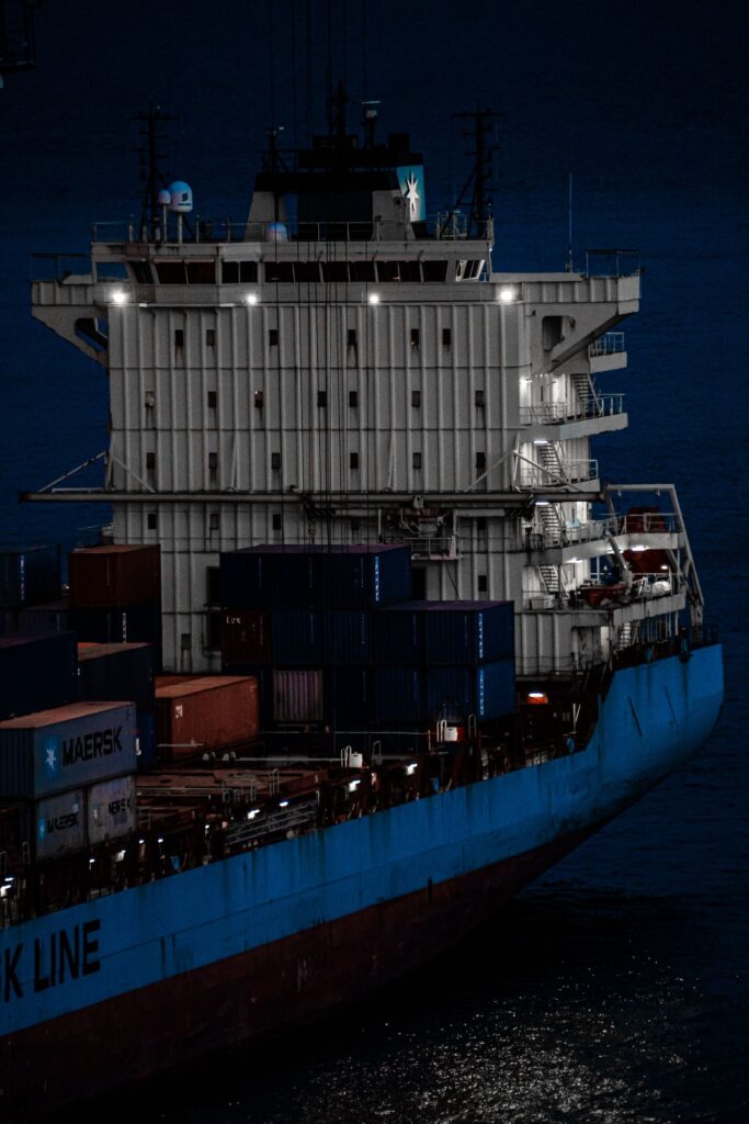 Container ship carrying cargo
